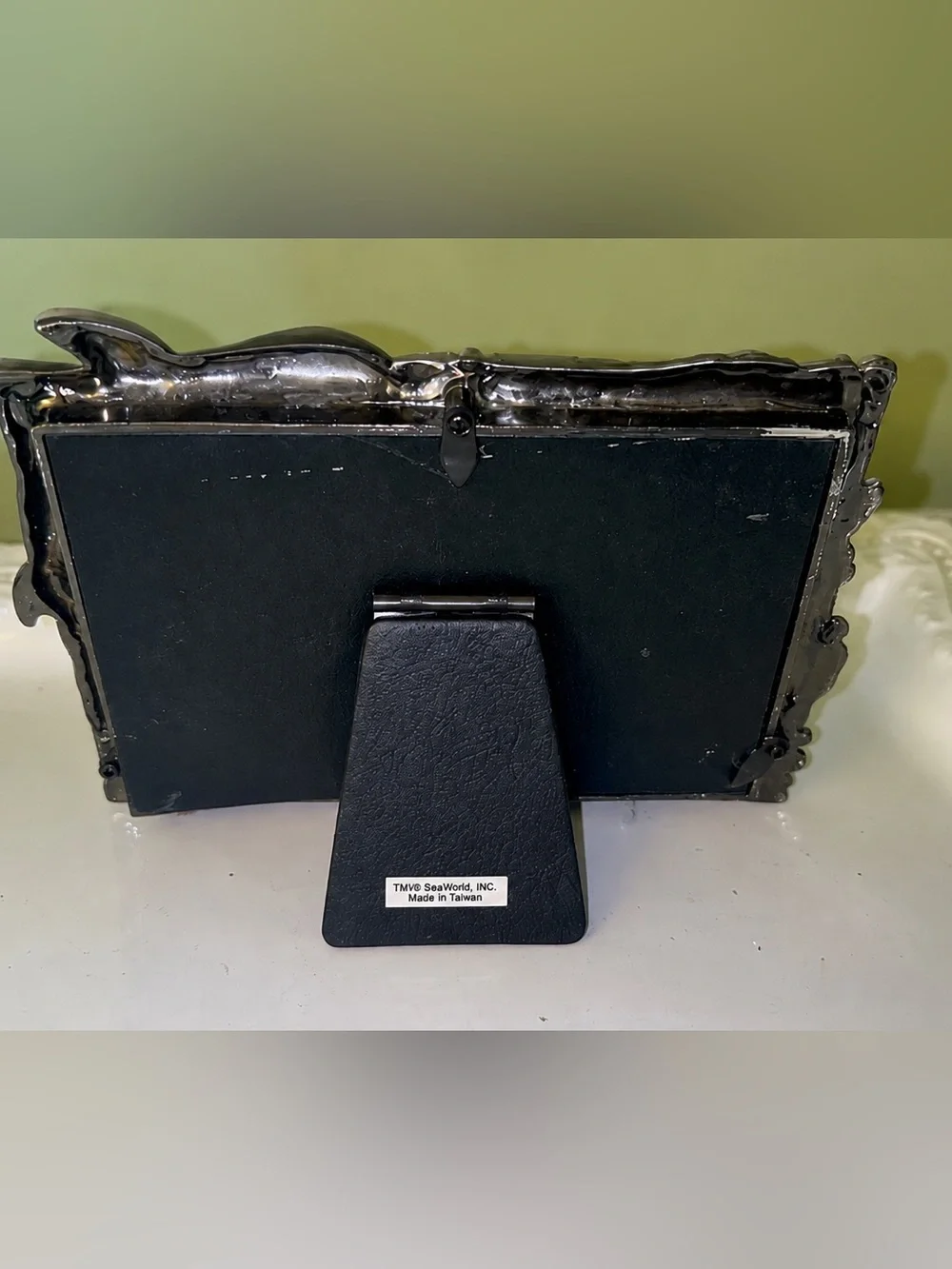 Vintage Sea World Pewter Dolphin Picture Frame